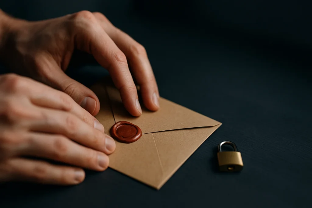 Confidencialidade — fechar envelope